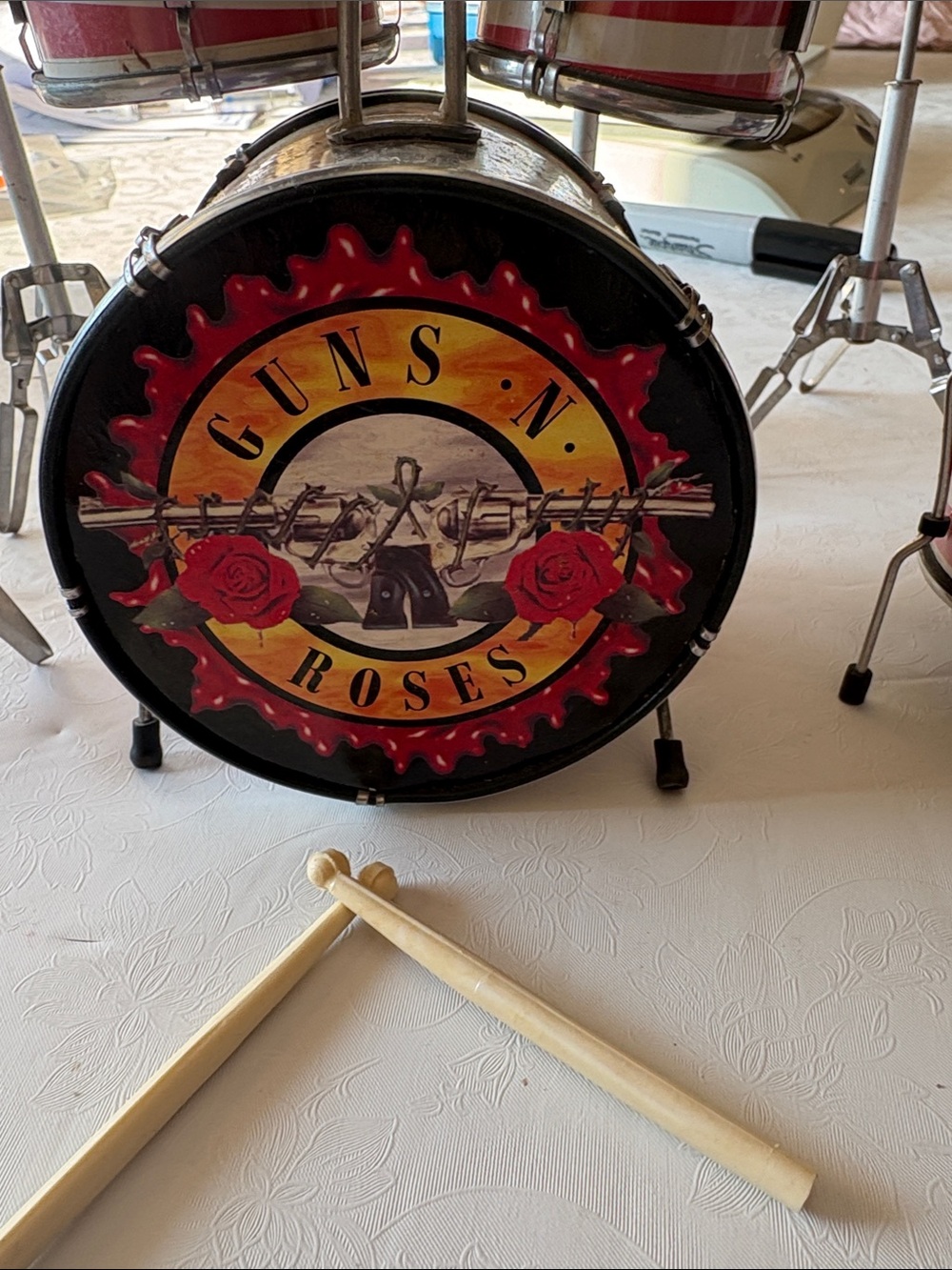 Guns N' Roses Graphic Mini Drum with Sticks